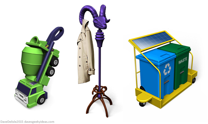 Transformers Vacuum, Skeletor Coat Rack, Automated Driver for Garbage by Dave's Geeky Ideas